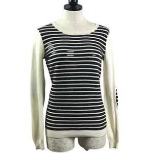 Jaye.e. Black White Sequined Angora Wool Pullover Sweater Women Sz S